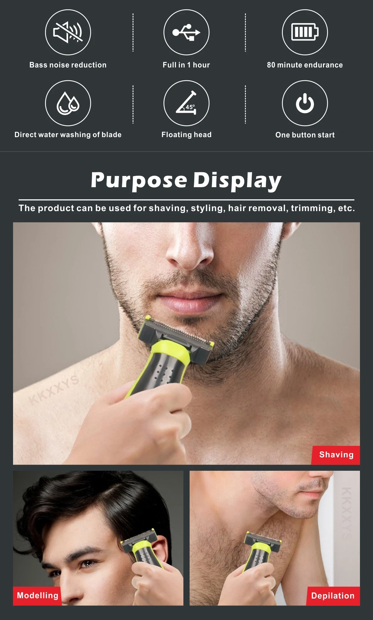 MLG Washable Rechargeable Electric Shaver Beard Razor Body Trimmer Men Shaving Machine Hair Face Care Cleaning