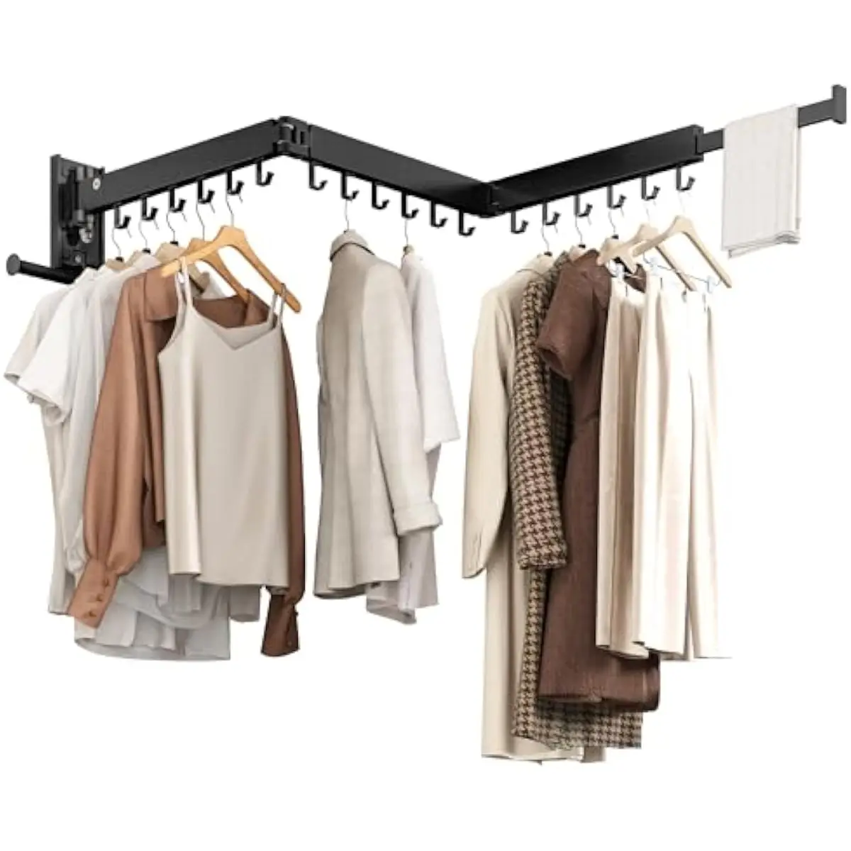 Wall-Mounted Aluminum Drying Rack with Triple-Fold Mechanism Left Right Up Expansion Lightweight Portable Space-Efficient Laundr