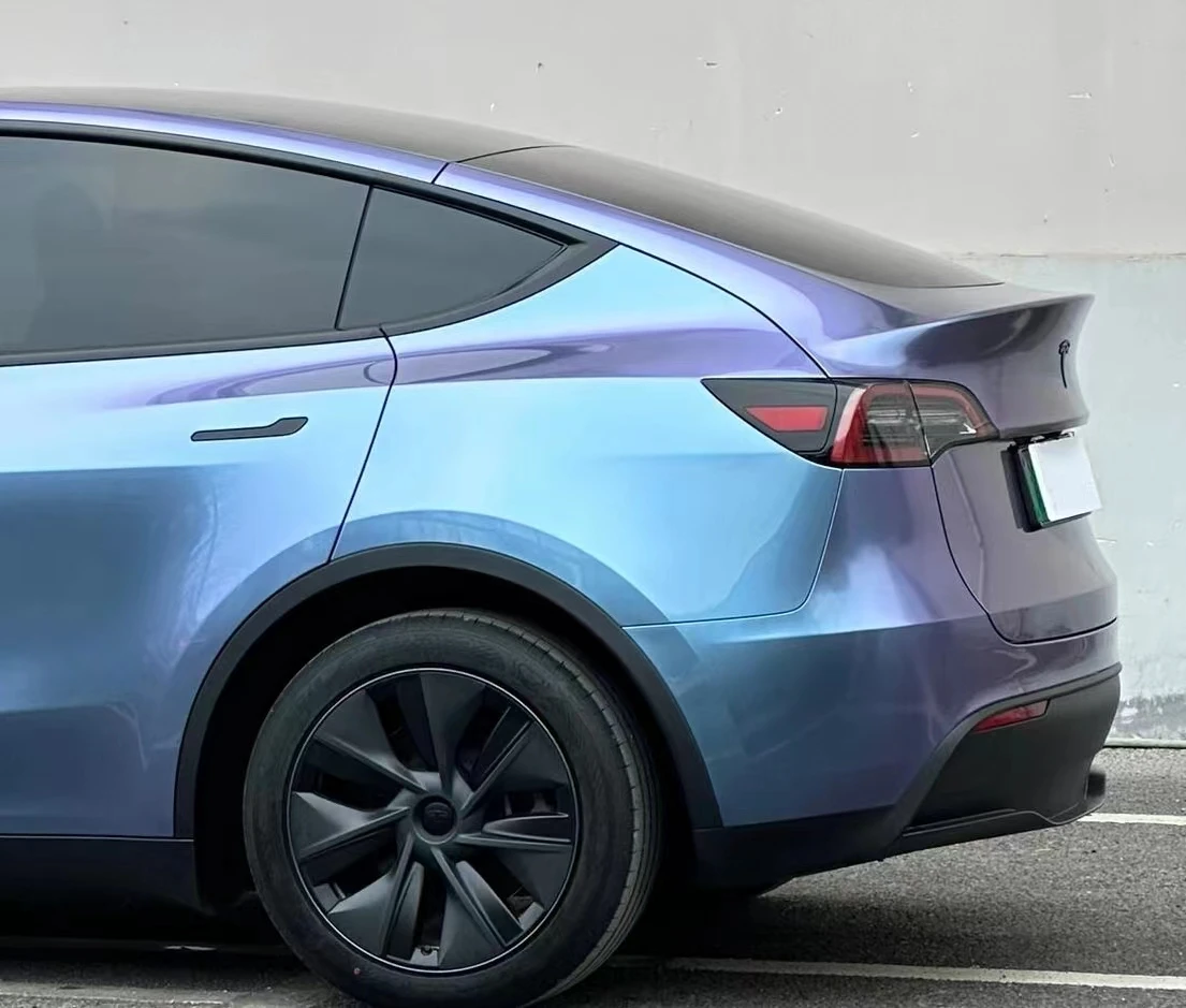 2025  1.52*17m Glossy Gray Purple PVC Car Wrapping Film Self-Adhesive Bubble-Free Vinyl Wrap Body Color-Changing Function