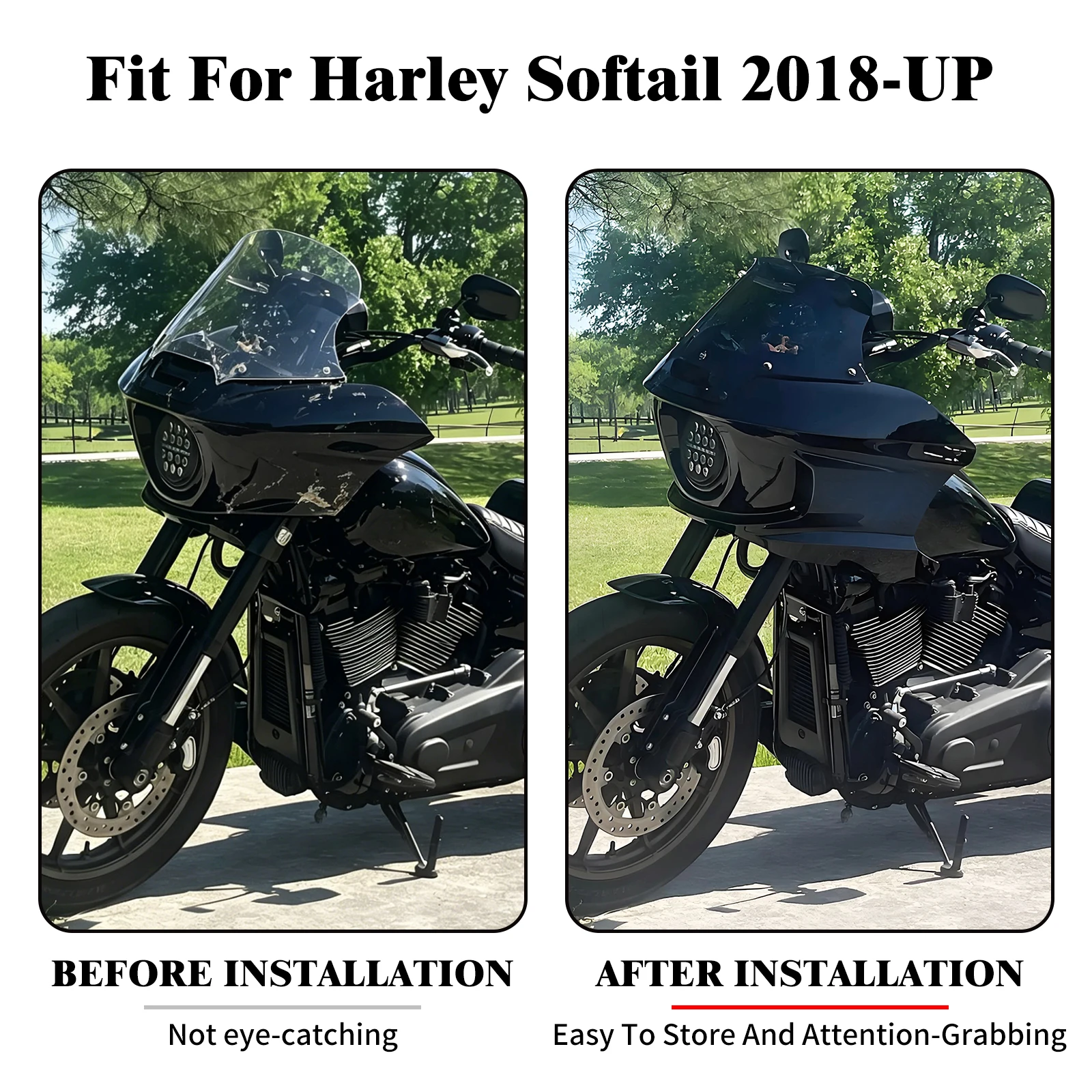 Motorcycle Headlight Fairing Bracket Cover Front Windshield Windscreen For Harley Softail Low Rider Fat Bob Street Bob 2018-UP