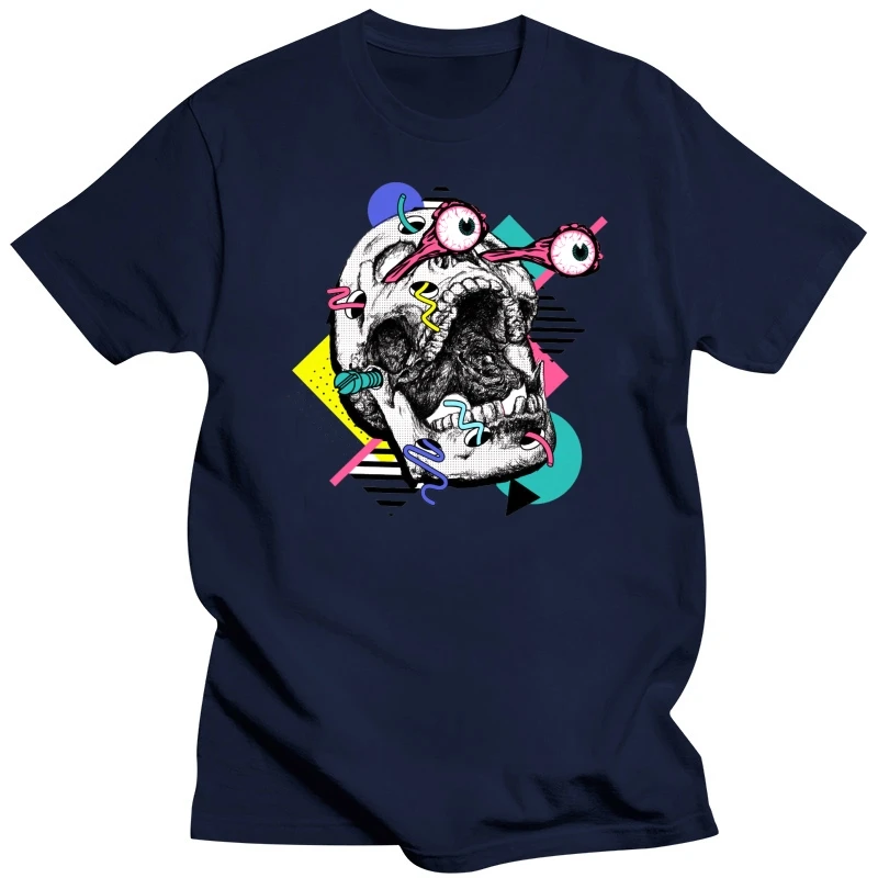 656 POP ART FUNNY SURPRISED SKULL 100% COTTON MENS SHOCKED SKELETON T-SHIRT TEE TOP