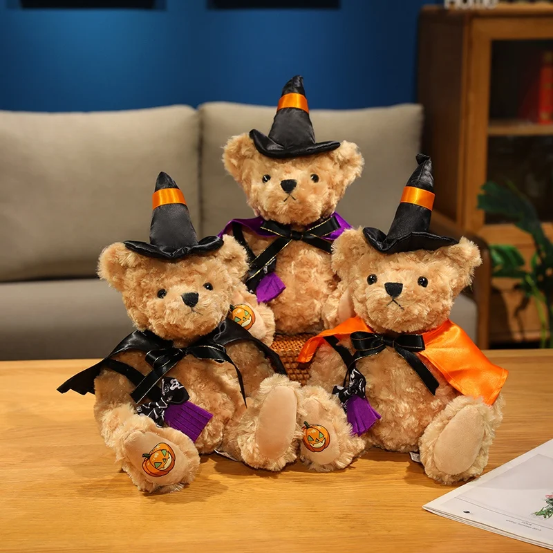 32 سنتيمتر Kawaii الساحرة الدب ألعاب من نسيج مخملي دمى تيدي لطيف محشوة وسادة الحيوان الناعمة لجميع القديسين هدية الكريسماس