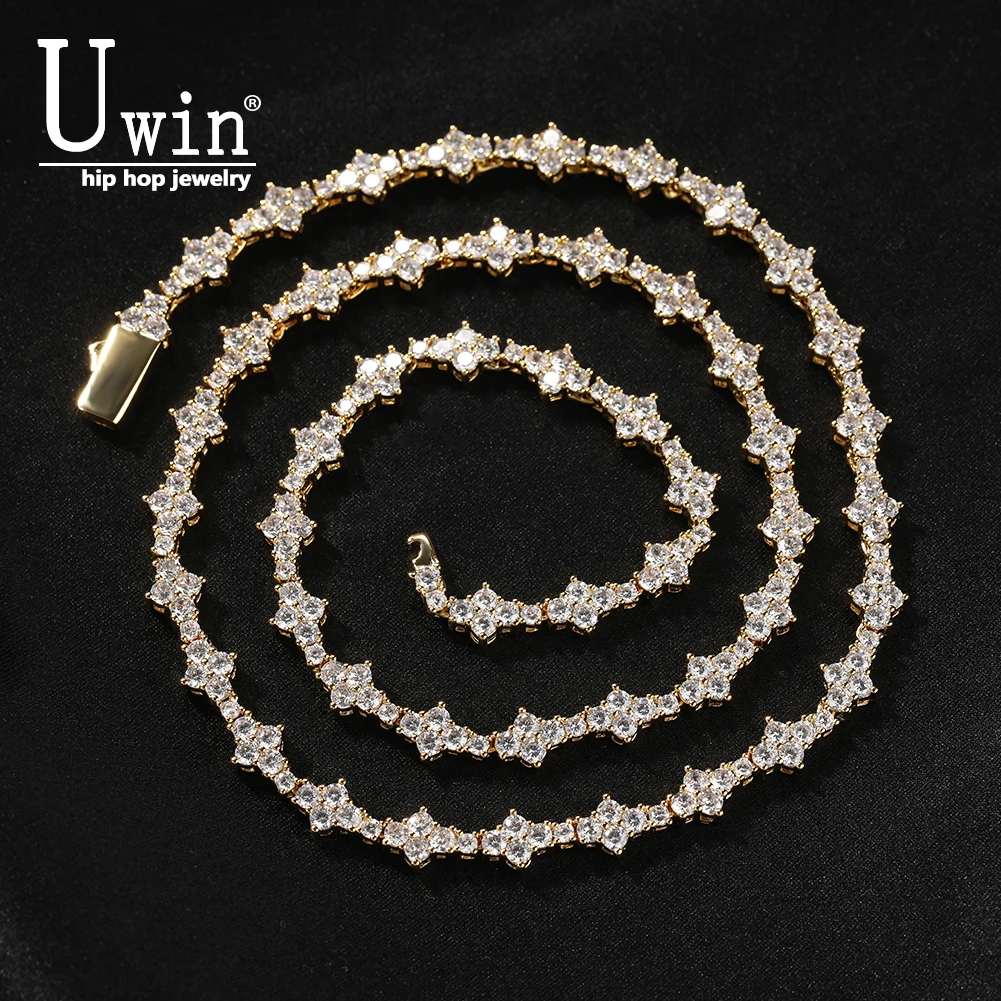 

UWIN Cross Tennis Chain 6mm Necklces for Women Stacked Iced Out CZ Luxury Fashion Hip Hop Jewelry for Gift