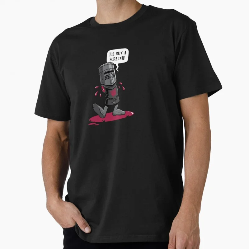 

A Vintage Flesh Wound Black knight British humor Monty Python Funny gift T shirt for men Large size Topsprinted Clothes