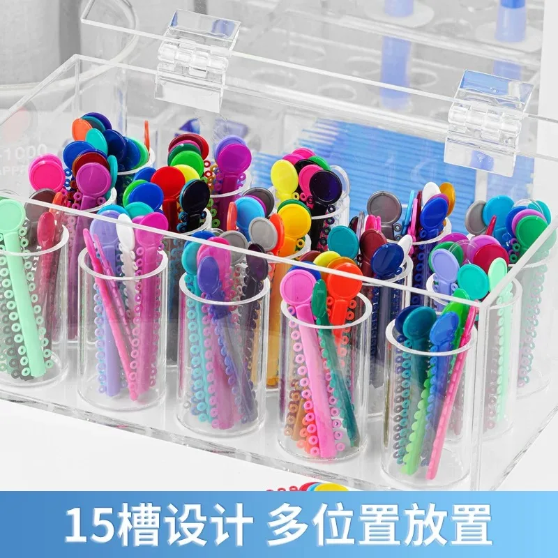 15穴歯科矯正用リガチャータイボックス-アクリル製リガチャータイプレースホルダー-オーソエラスティックラバーチェーンケース用オーガナイザー