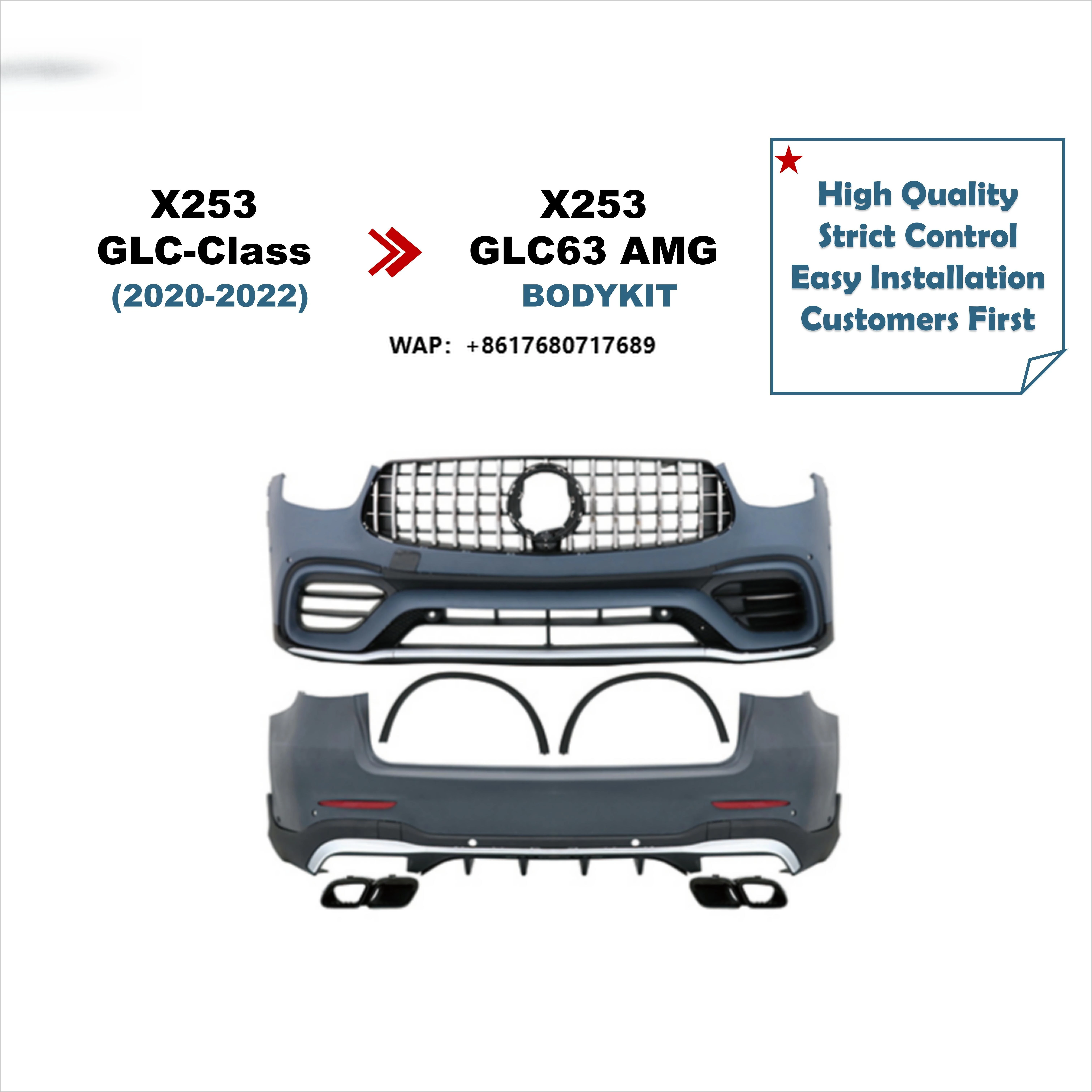 (Message for Specific Price) X253 X254 Modification Upgrade Tuning Bodykit Assembly Bumper Grille for Benz GLC W253W254