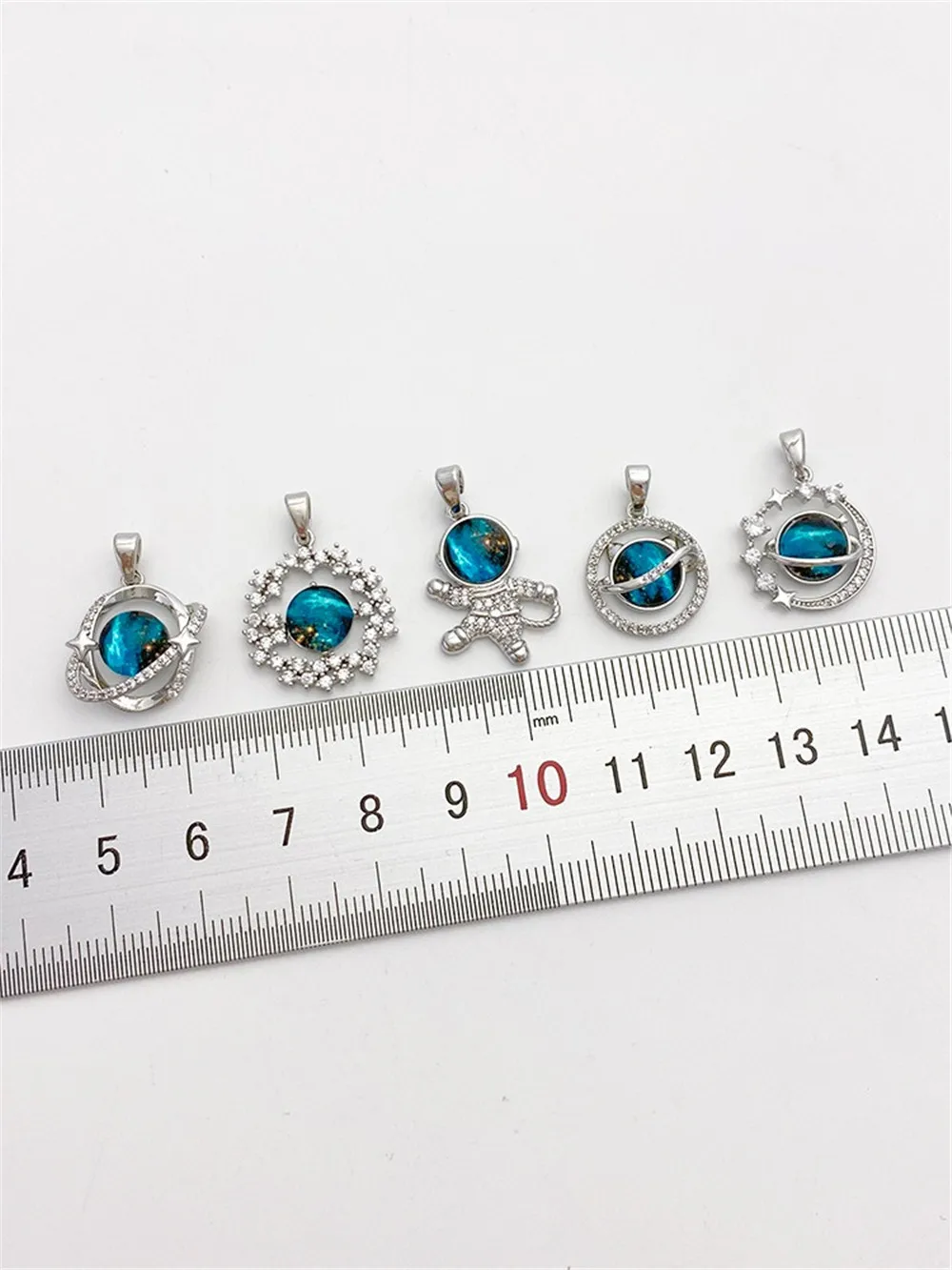 Platinum Plated Zircon Set Cosmic Starry Sky Planet Pendant DIY Handmade Bracelet Necklace Earrings Jewelry Pendant L501