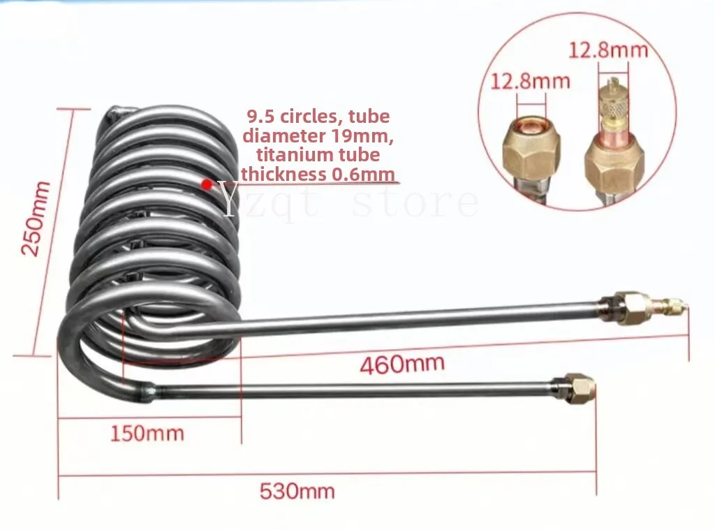 Evaporator Refrigeration Seafood Fish Pool Chiller Pure Titanium Tube Heat Exchanger Evaporator Titanium Cannon Titanium Barrel