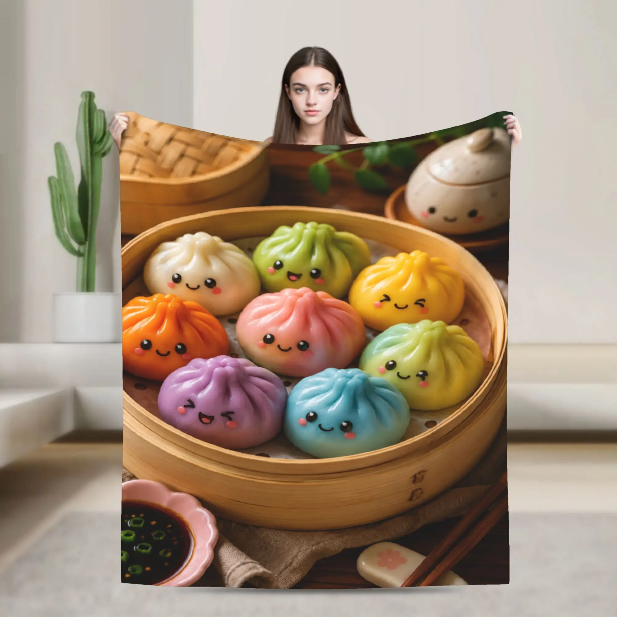 Y2K Cartoon Dumpling Blankets Ultra-Soft Fleece  Comfortable Throw Blankets Machine Washable