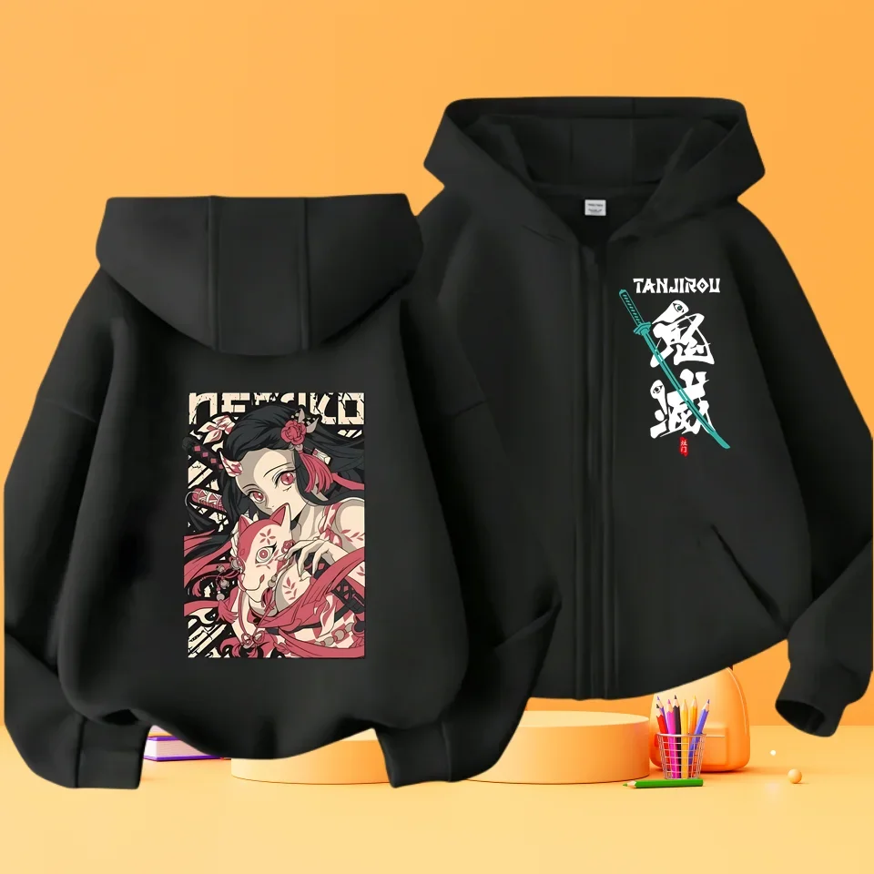 

Kawalii Cartoon Hoodie Children Clothes Girl Fashion Print 2024 Kids Hoodies Full Sleeve Sweatshirts Demon Slayer Outdoor Tops