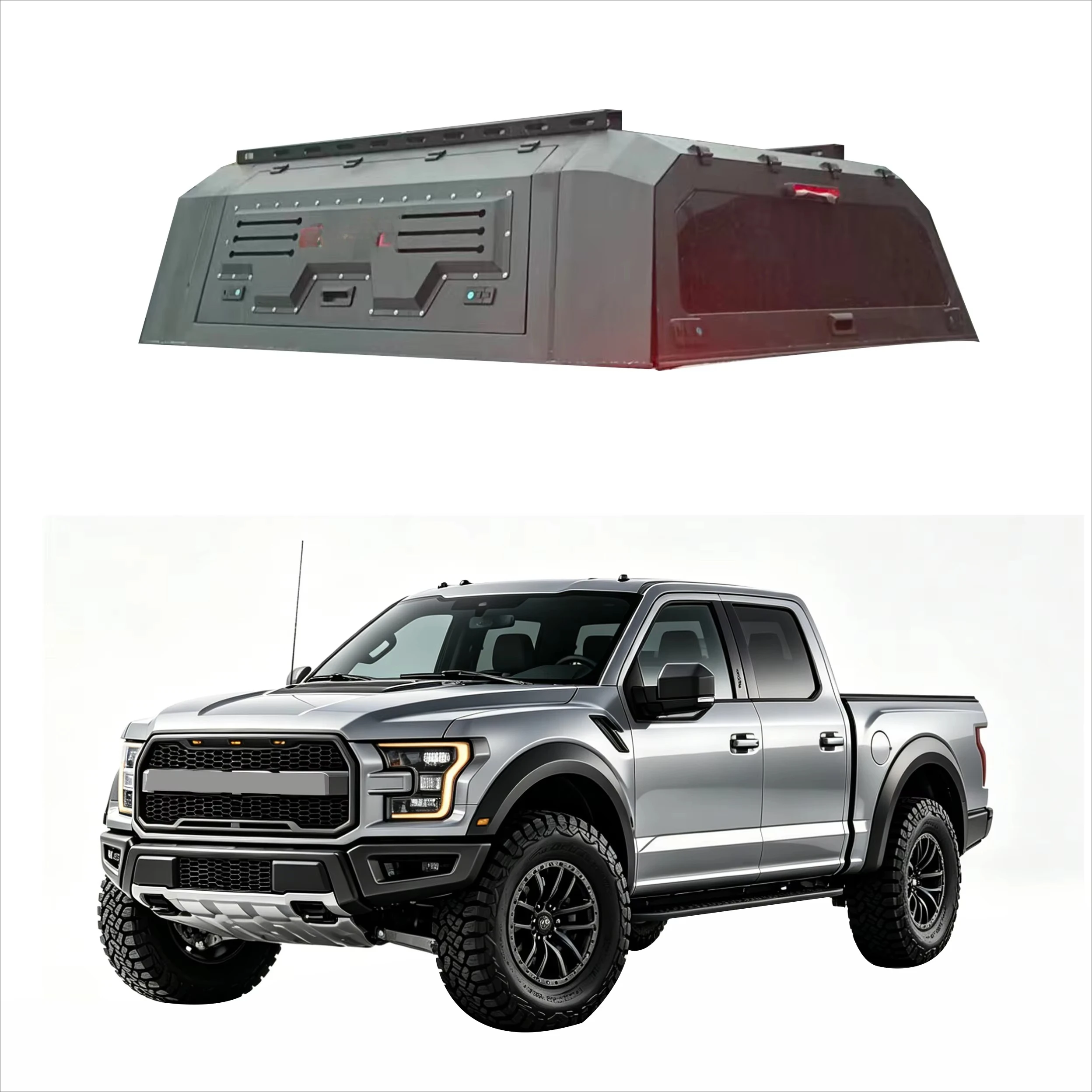 Universal Carbon Steel Pickup Truck Bed Canopy Waterproof Heavy Duty Offroad Hardtop Camper Shell for Most Pickups