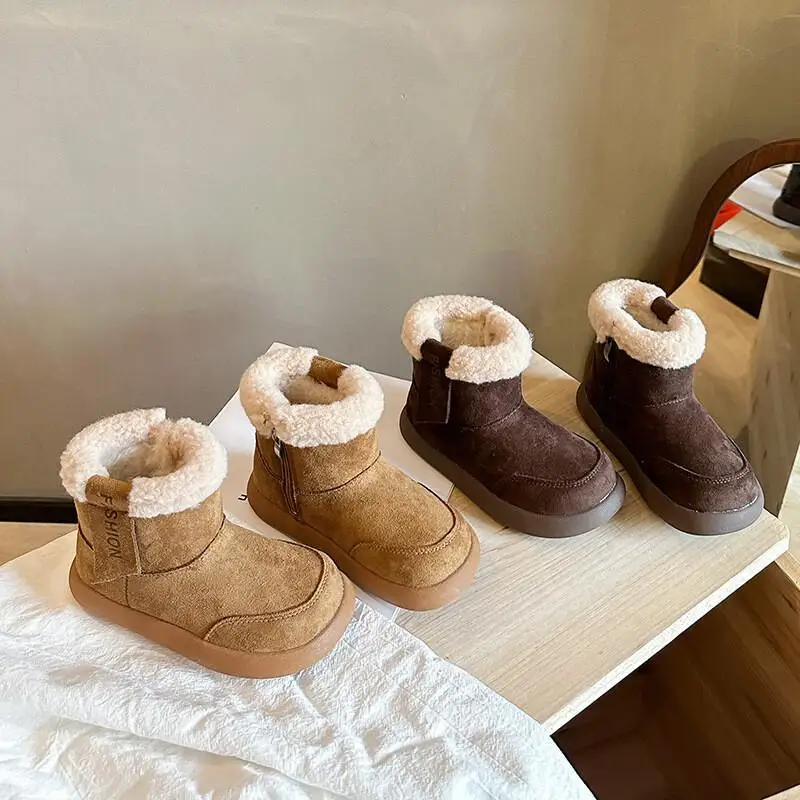 

Kawaii Casual Shoe Fashion Childrens Shoes Girls Snow Boots Winter 2025 New Kids Cotton Shoes Plush Thick Big Cotton Boots Boys