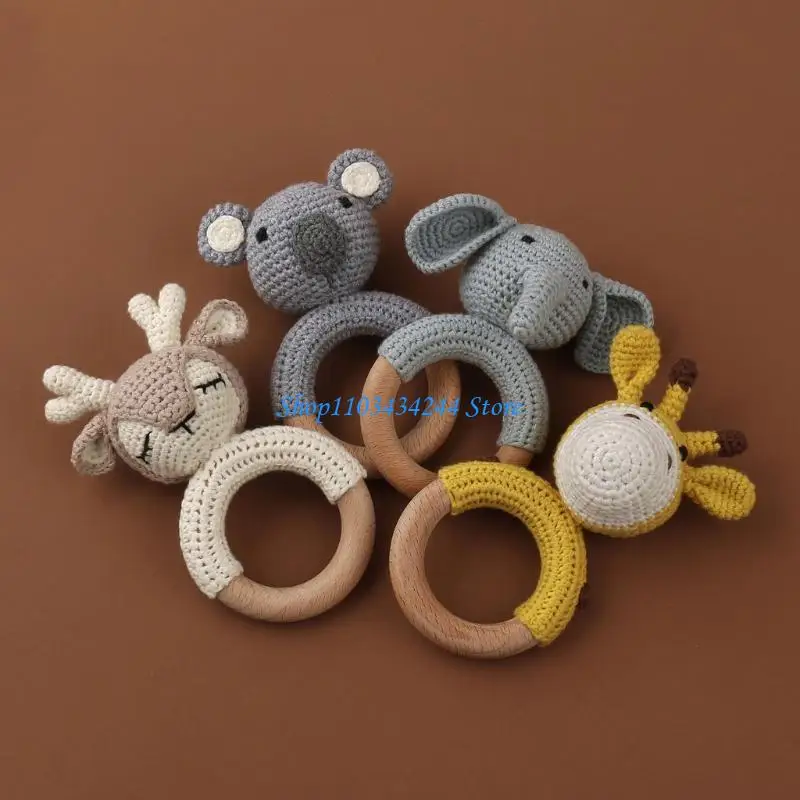 G2TC Anneau en bois des animaux en tricot façonner bébé