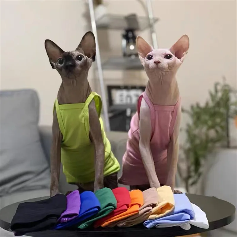 

Hairless Cat Clothes Summer Suspenders Thin Breathable Air-conditioned Room Cat Vest Multi-color Optional