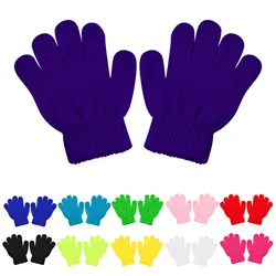 Solid Color Knitted Gloves Stretchy Children Glove Girl Boy Winter Warm Full Finger Gloves Children'S Figure Skating Gloves