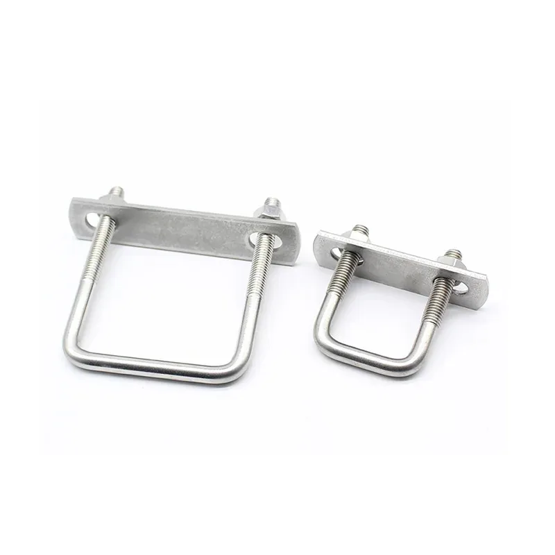 304 الفولاذ المقاوم للصدأ U-الترباس الزاوية اليمنى مربع المشبك مع المكسرات M6 M8 M10 M12 لتركيبات الأنابيب