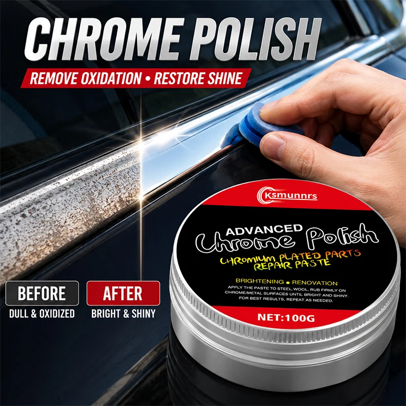1pc 100g Car Chrome Restoration Paste,Polishing Repair Cream for Door Handles, Window Chrome Trim, Bright Strips and Car Emblems