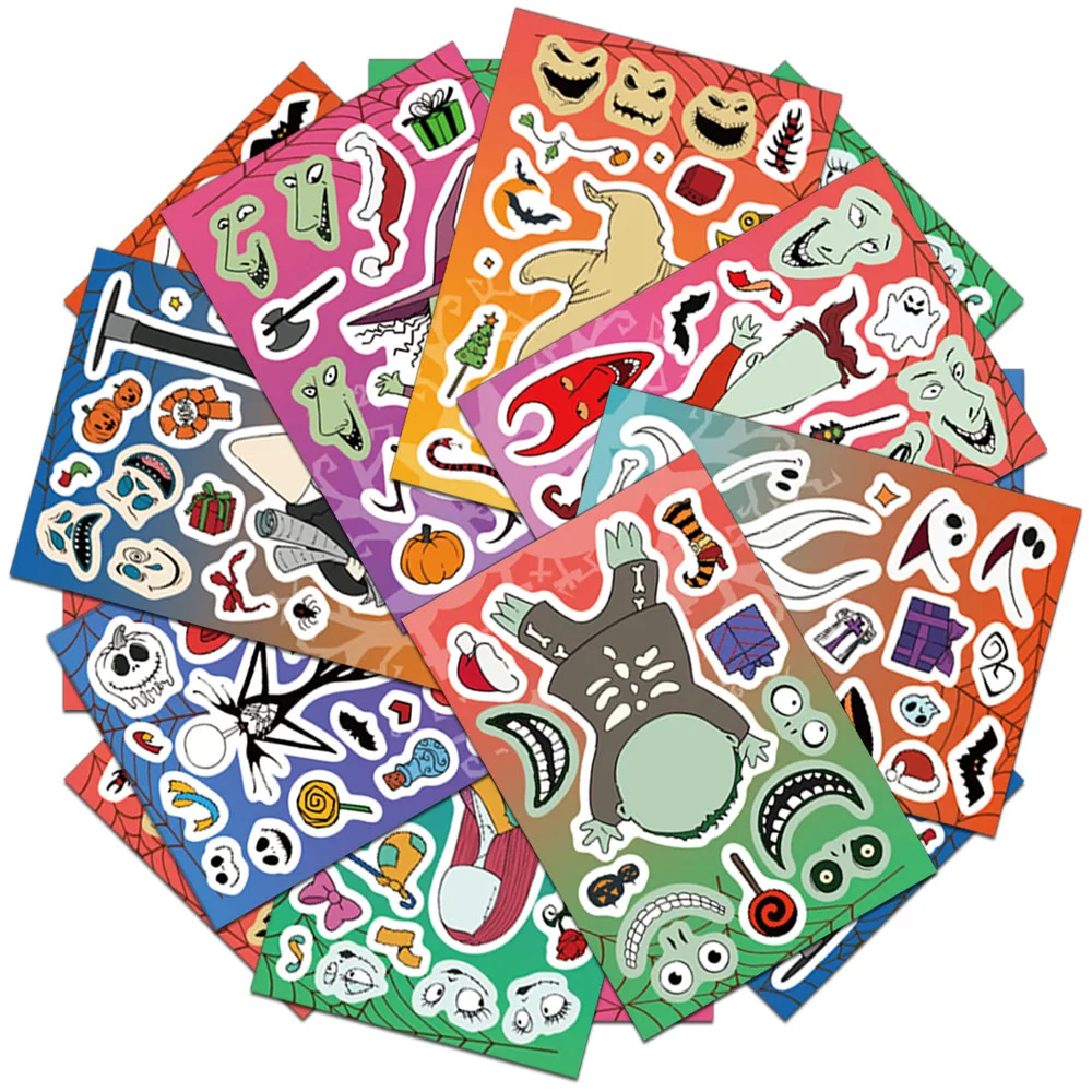 8PCS Creative Christmas Horror Night Cartoon Collage Decoration Phone Case Water Cup Notebook DIY Personalized Stickers