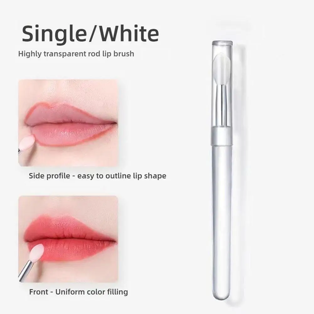 1 Uds. Pincel de labios de silicona portátil con cubierta, aplicador de bálsamo labial multifuncional suave, lápiz labial, brillo de labios, sombra de ojos, pincel de maquillaje