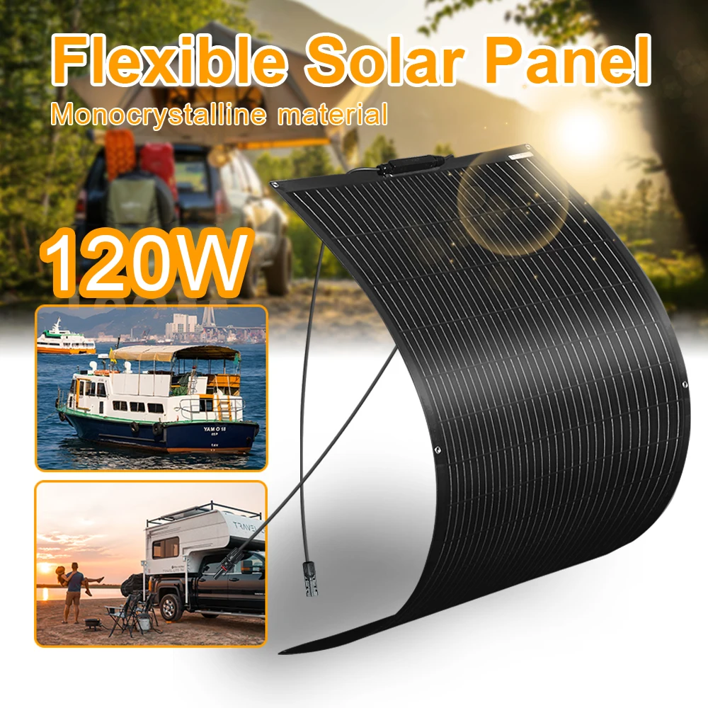 

Flexible Solar Panel 120W 12V 240W solar cell solar power for camping Motorhomes Campers, Vans, Boats and Other Uneven Surfaces