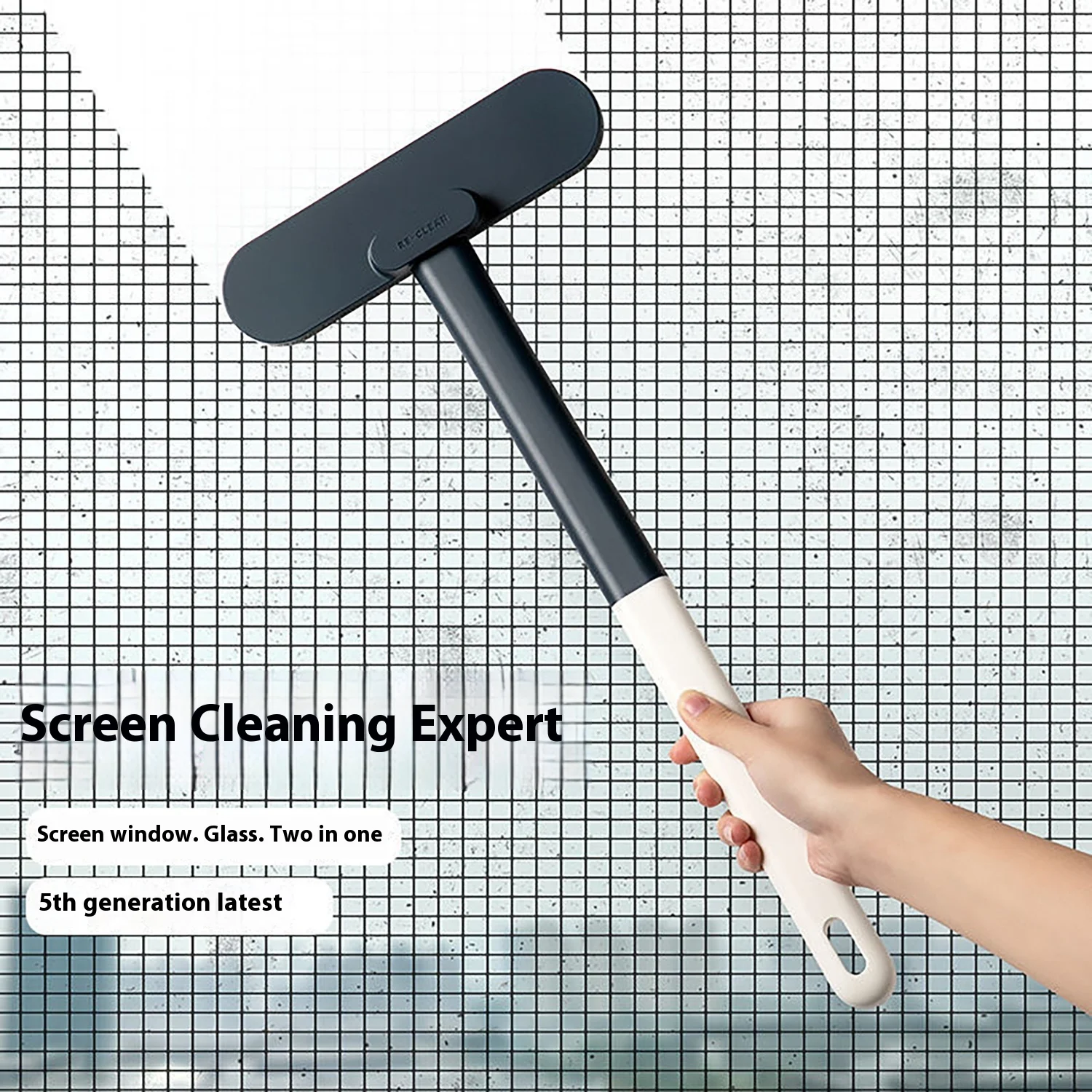 Disassembly-Free Washable Long-Handled Window Screen Brush Dust-Removing Window Screen Cleaner Wet and Dry Double-Sided Window