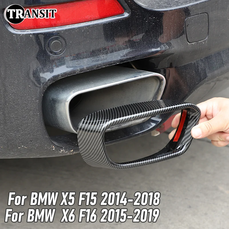 

For BMW M sports version X5 F15 X6 F16 2014-2019 stainless steel black car exhaust pipe cover 1Set Automobiles Tail Throat