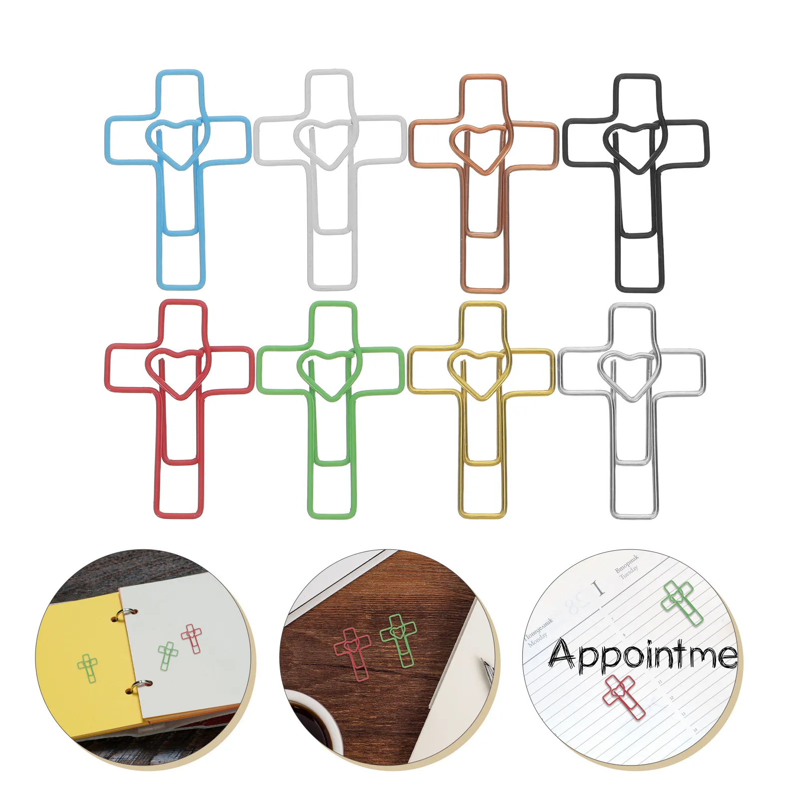 

120Pcs Cross Paper Clips Heart Shaped Decorative Bible Study Supplies Christian Bookmarks Journaling Accessories Valentines Day