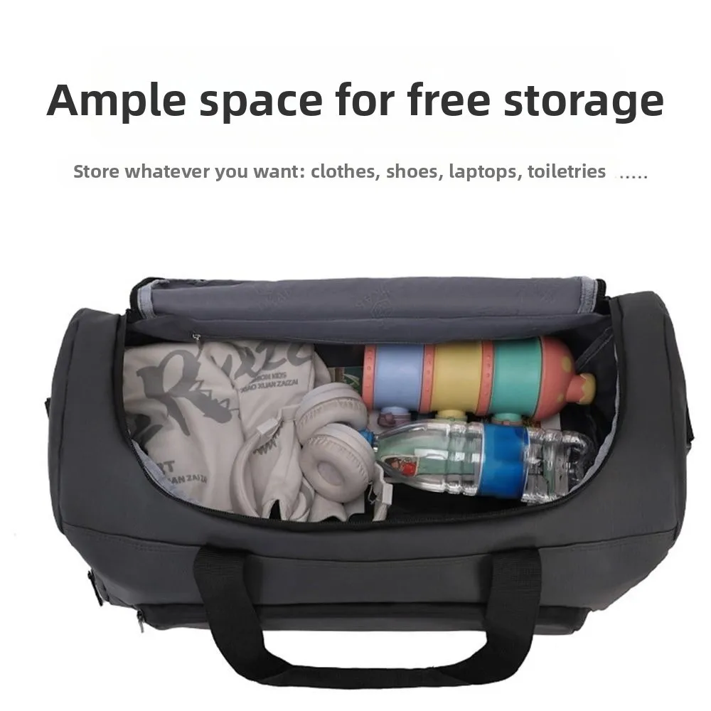 Large Capacity Travel Duffel Bag Waterproof with Shoe Compartment Gym Shoulder Bag Dustproof Casual Clothing Storage Bag