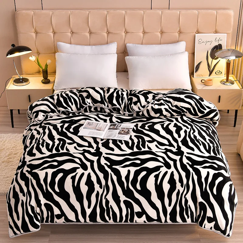 Zebra Striped Duvet Cover Twin 1 Piece Soft Cozy Warm Winter Milk Velvet Plush Comforter Cover, Wild Animal Print Quilt Cover