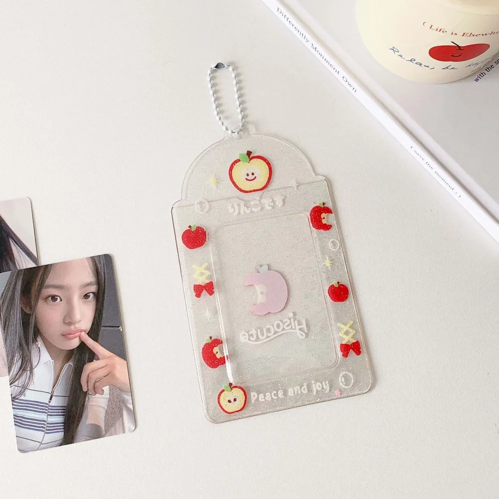 Star Strawberry Korean Photocard Holder Keychain Pendant PVC Card Cover Idol Card Display Protector Hanging Decoration