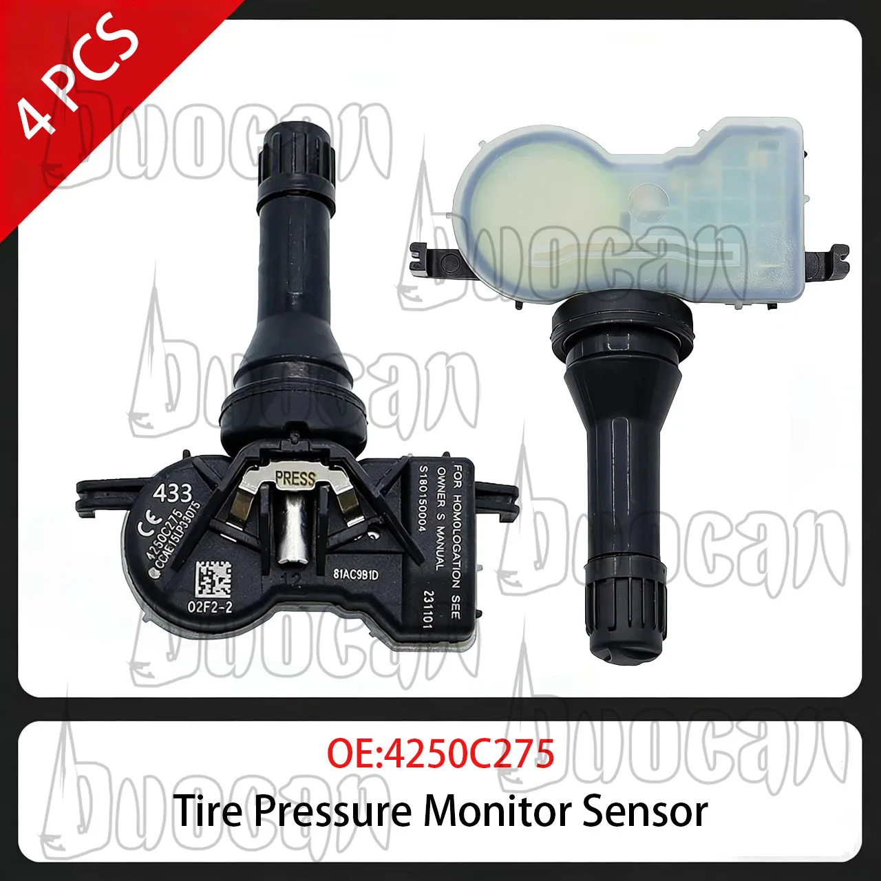 

4 шт. датчик контроля давления в шинах 433 МГц 4250C275 подходит для Mitsubishi Eclipse Cross Mirage Pajero Pajero Sport
