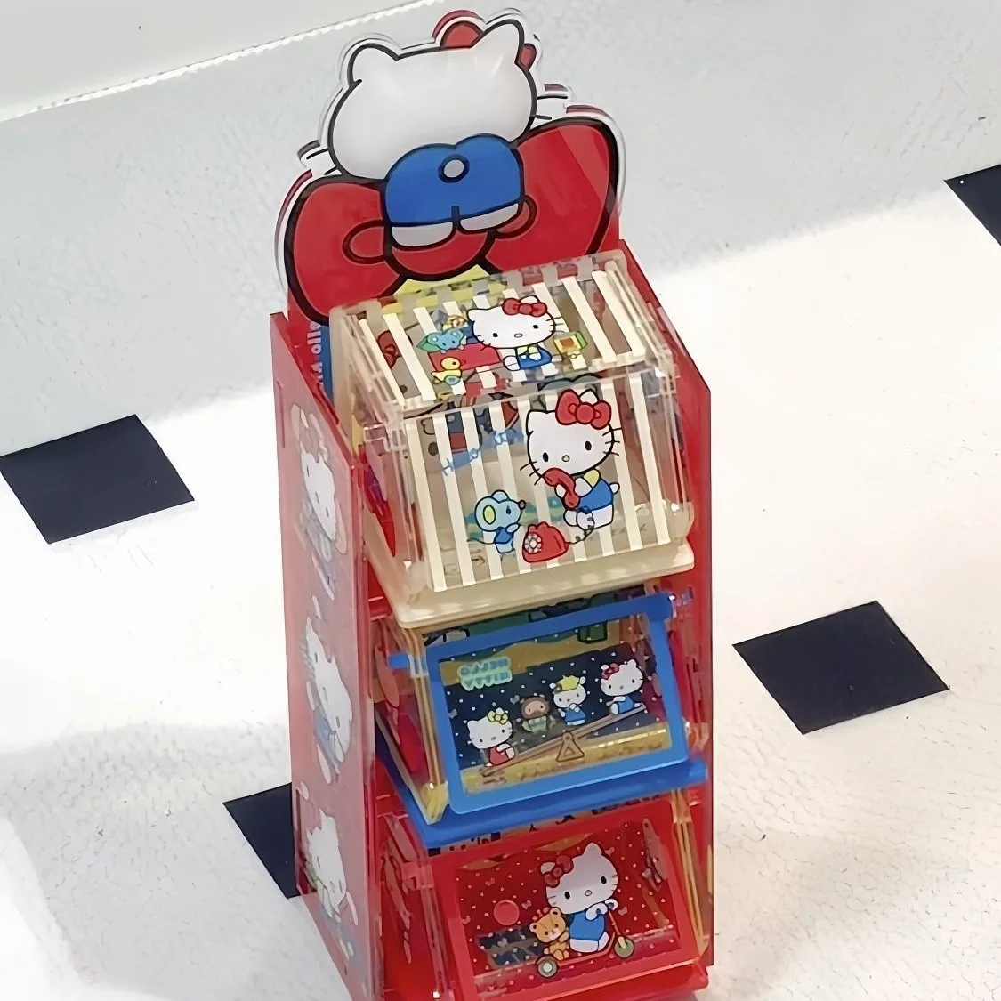 

Anime Hello Kitty DIY three-layer acrylic storage box Kawaii desktop cosmetics jewelry flip-top storage box cute storage rack