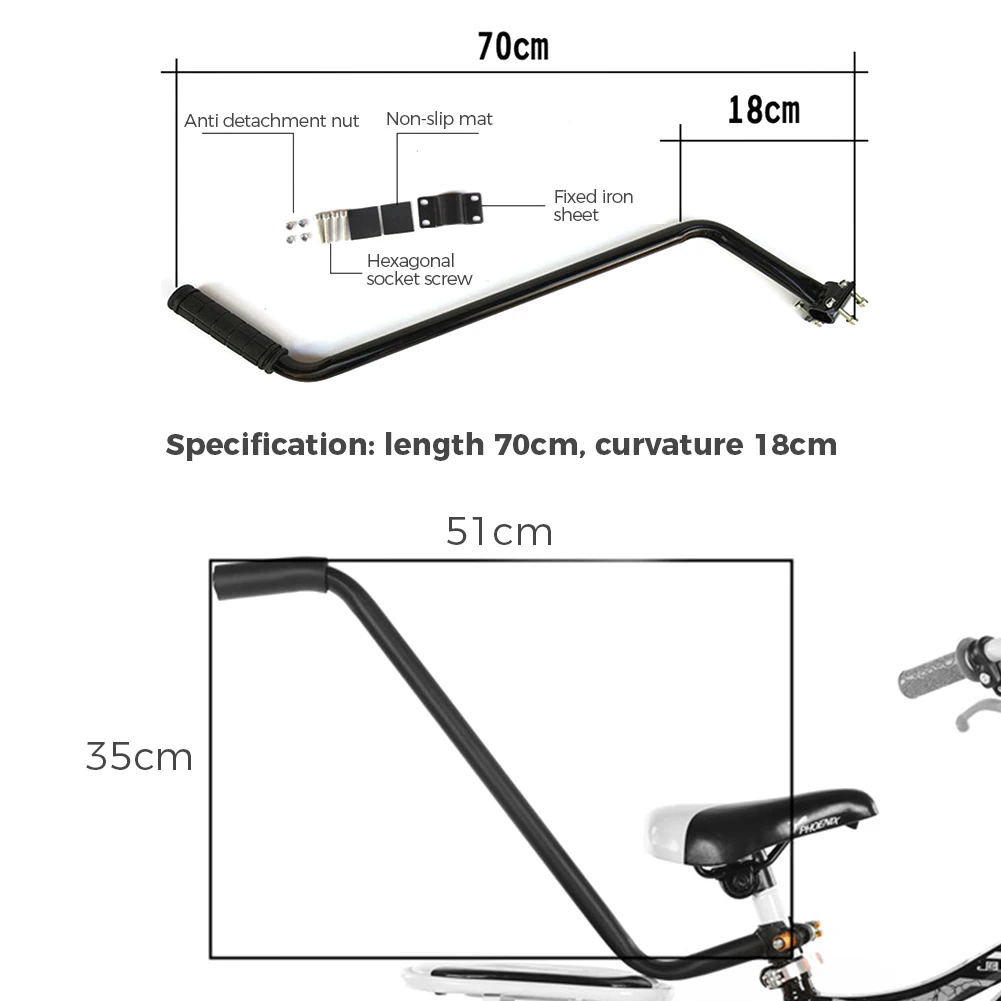 1 zestaw uchwytów treningowych do rowerów dziecięcych Konstrukcja antypoślizgowa Trener szybkiego uczenia się Równowaga Push Bar Do większości