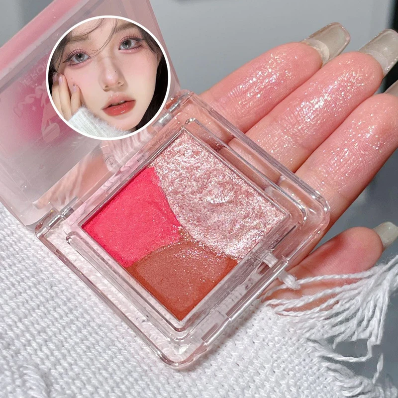 Mini 3 Kleuren Oogschaduw Matte Parelmoer Explosieve Flits Delicate Make-Up Niet Gemakkelijk Te Vliegen Poeder Witte Oogschaduwplaat