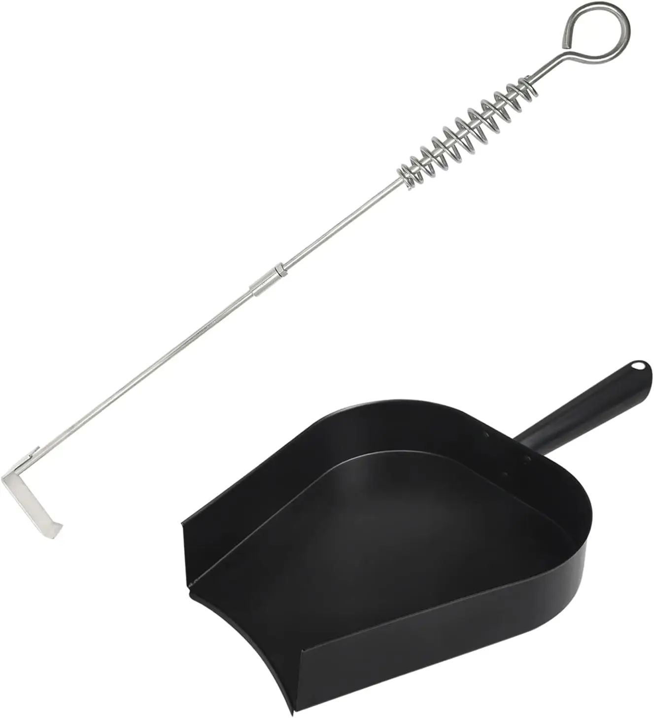 

18” BBQ Ash Removal Tool and Ash Pan for Accessories, Ash Tool Poker for BGE and Other Charcoal Kamado Stove(A