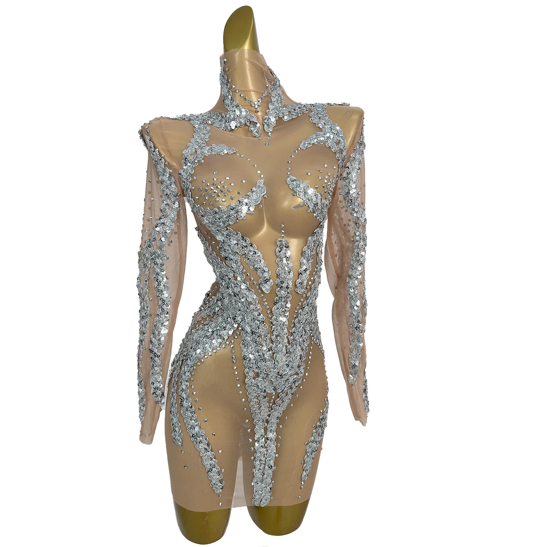 Yuanhuan Sexy Mesh See Through Jurk Stage Bar Nachtclub Prestaties Dans Zanger Kostuum Avond Prestaties Kostuum