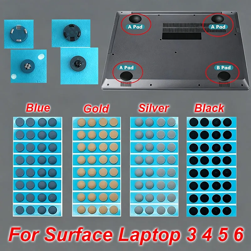 Anti Slip Rubber Feet For Surface Laptop 3 4 5 Bottom Case Foot Pad 1872 1868 1952 1867 1950 1958 Sliver Gold Ice Blue Black