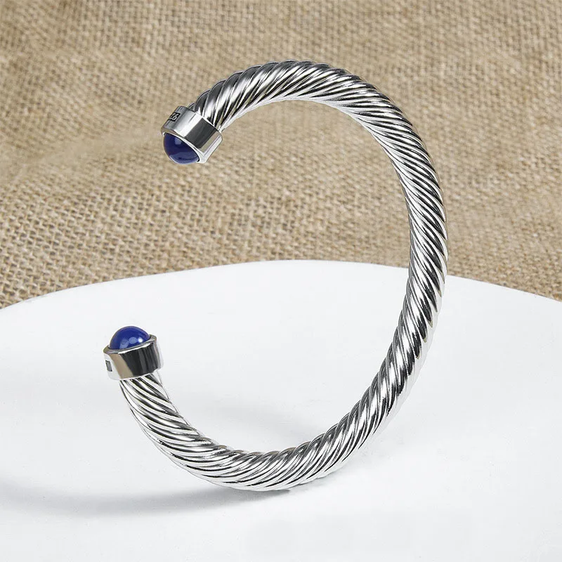 

David style synthetic lapis lazuli bracelet cable twisted wire popular European and American men's and women's jewelry bracelet