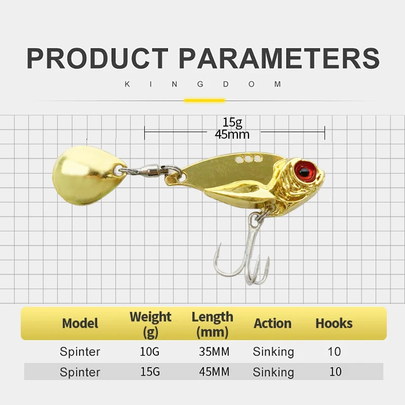 Spinner Fishing Lures Rotating Sequin Spoon Metal 10g 15g VIB Crankbaits Winter Fishing Hard Baits Tackle Pesca image 2