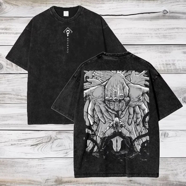 Mahito Printed Tee Anime Jujutsu Kaisen Clothing Unisex Washed Cotton T-shirts Vintage T Shirt Harajuku Short Sleeve Tshirt