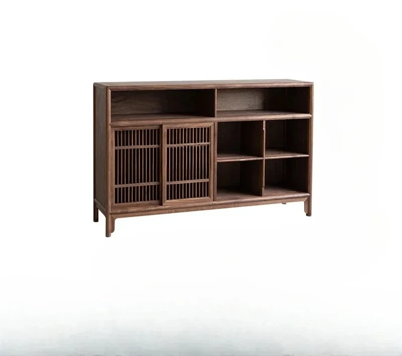 

53New Chinese black walnut solid wood dining side cabinet, tea side, storage, display cabinet