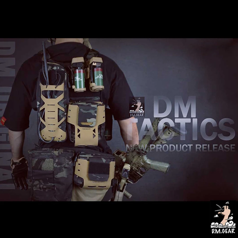 DMgear-bolsa médica Horizontal de armadura MOLLE táctica, bolsa de utilidad cortada con láser