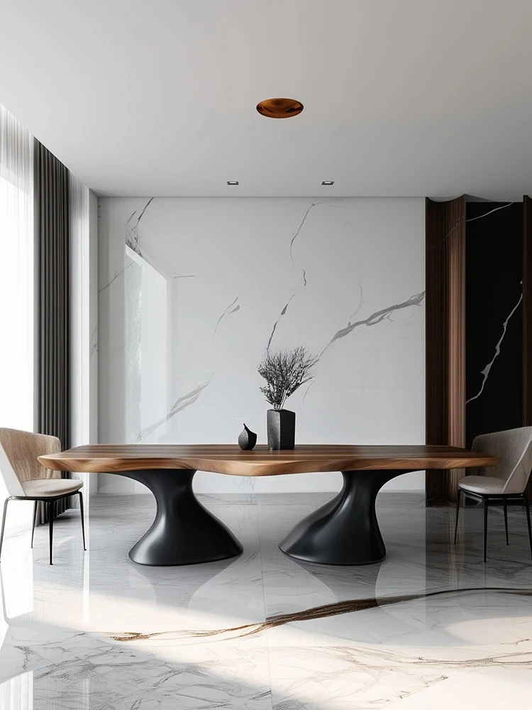 

Улучшенный итальянский минималистичный прямоугольный обеденный стол из цельного дерева, офисный стол для переговоров специальной формы