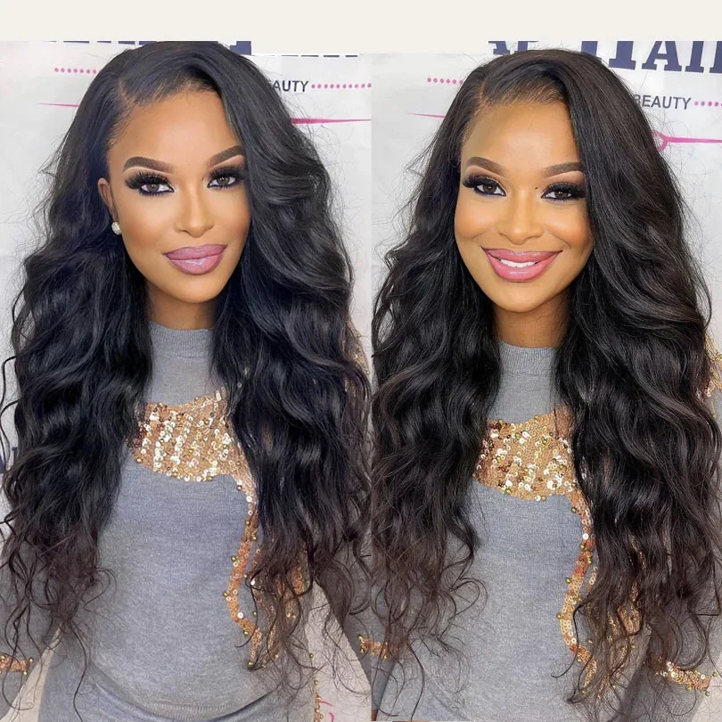 Natural Black Soft Long 28'' Body Wave Glueless 5x5 Silk Base Jewish Human Hair Wig Baby Hair HD Lace European Hair Preplucked