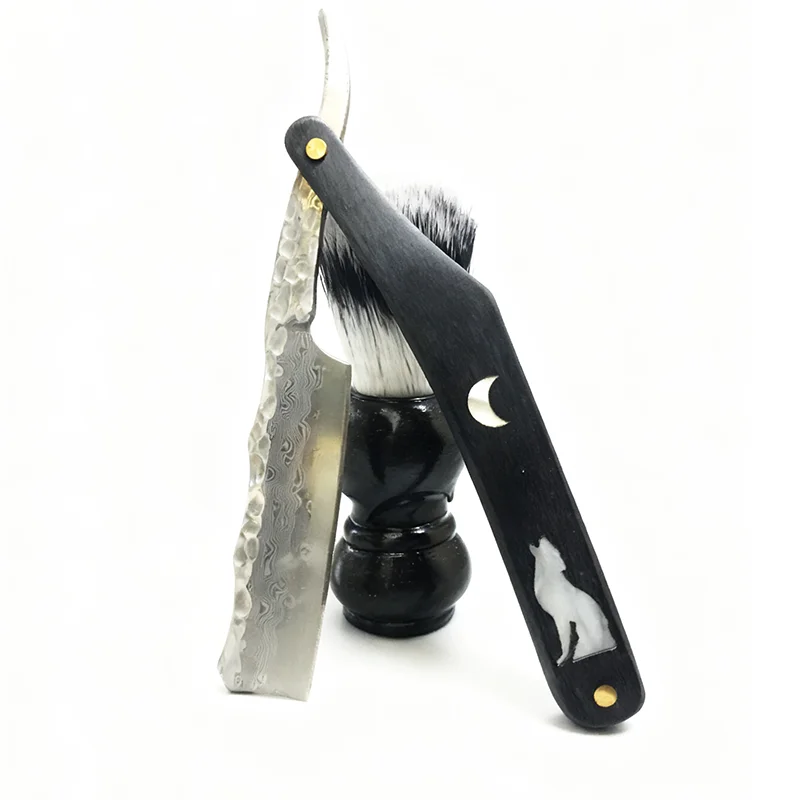Cut Throat Straight Razor Wood Professional Barber Ebony Men's Razor Folding Razor Hardened Steel High Hardness Sharp Straight