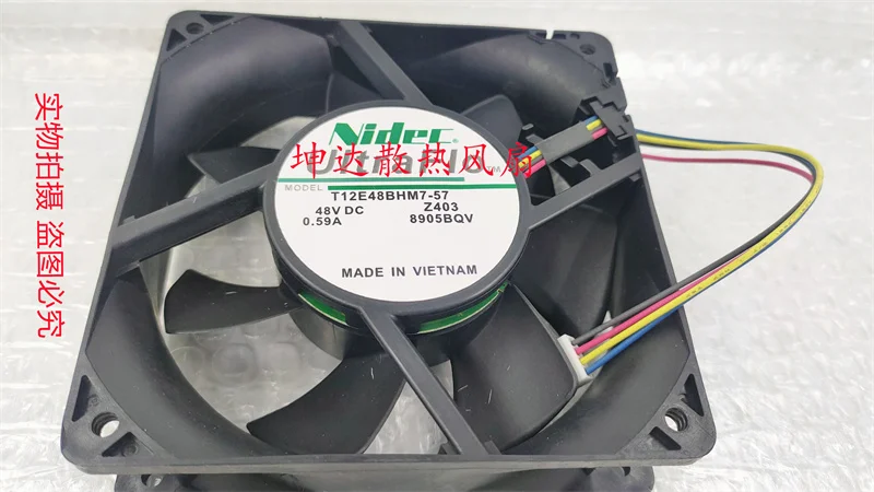 Ltsf ل Nidec T12E48BHM7-57 تيار مستمر 48 فولت 0.59A 120x120x38 مللي متر 4-سلك مروحة تبريد الخادم 12 سنتيمتر