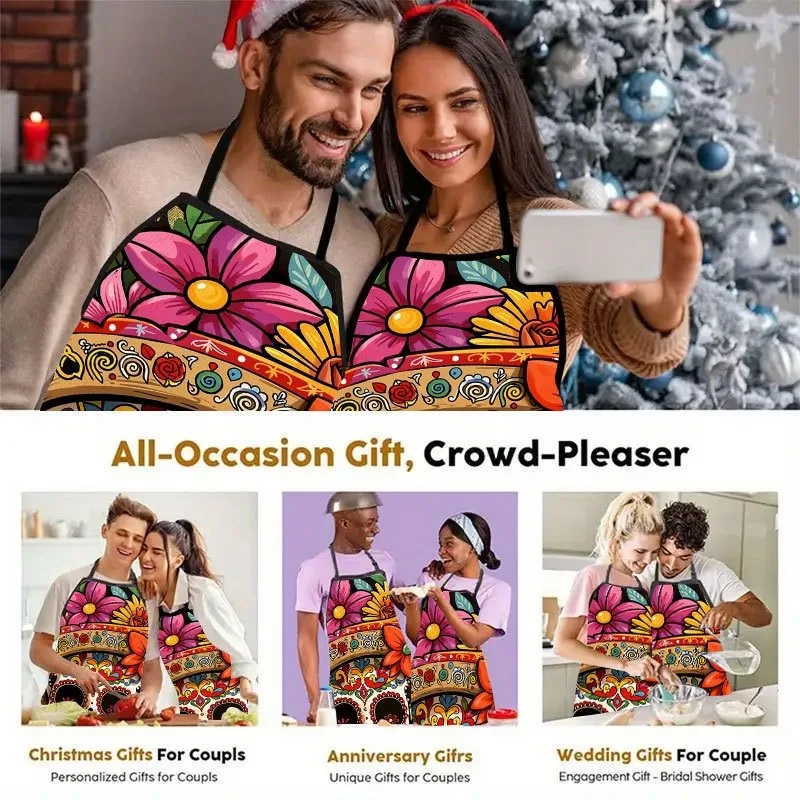 1pc Mexican Sugar Skull Art Apron Suitable for Lady And Gentlemen A Kitchen Cooking Apron That Is Essential for Household Chores