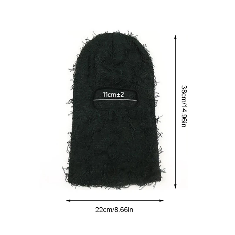 2024 New Hip Hop Balaclava Distressed Knitted Caps Full Face Ski Mask Women Outdoor Camouflage Fuzzy Ski Balaclava Beanies Hat, image 5