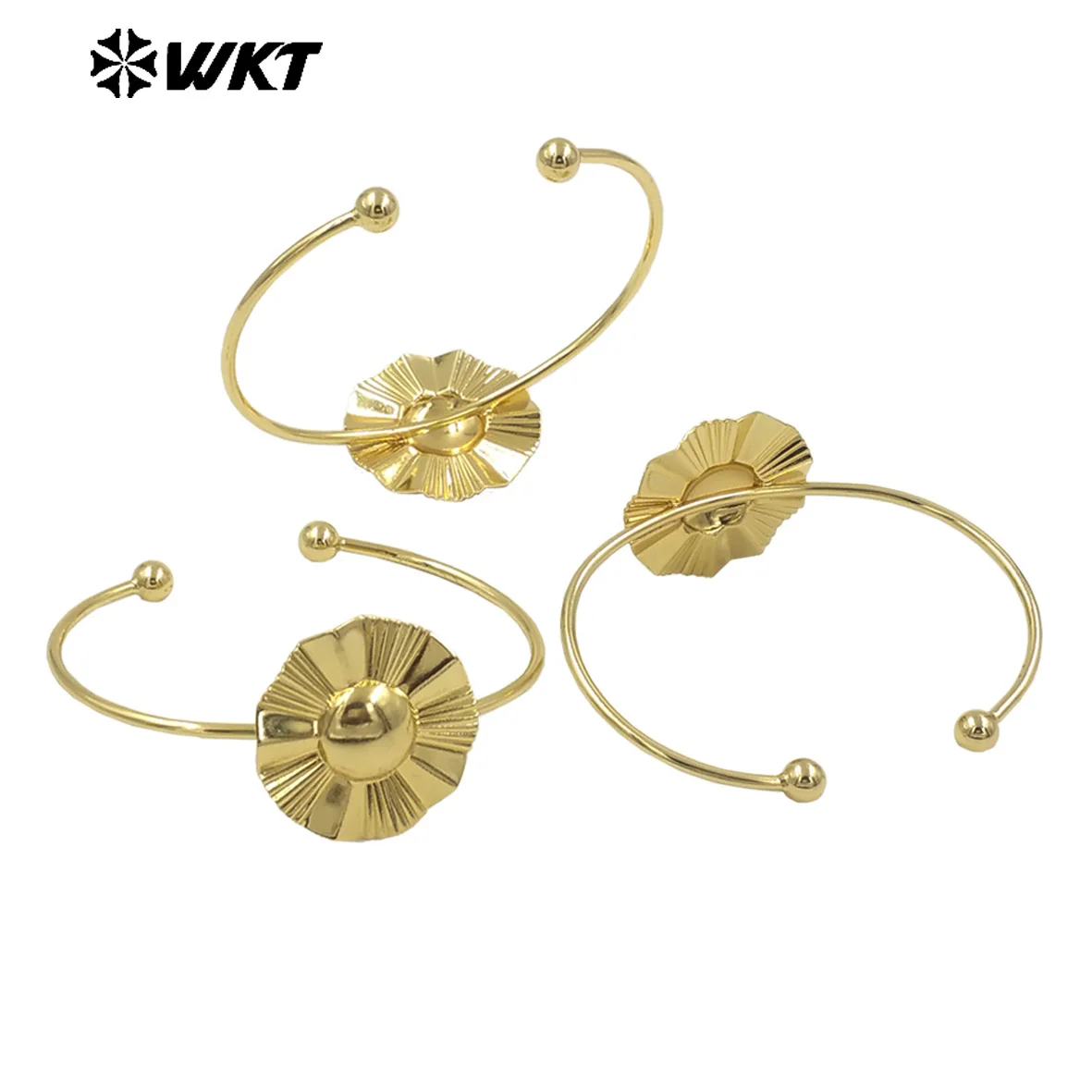 

WT-B686 оптовая продажа, новые инновации, натуральная желтая латунь, 18-каратное позолоченное нерегулярное браслет с большим цветком для женщин, модные украшения