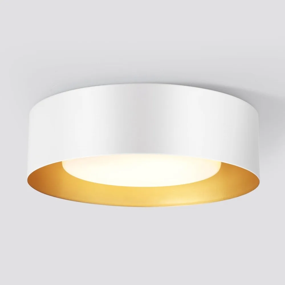 

Modern Flush Mount Ceiling Light, 2-Light White Round Close to Ceiling Light Fixture, with Glass Lampshade, 12.5in